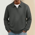 thumbnail image 1 of LYSMORA Men's Collared V Notch Ribbed Knit Sweater Long Sleeve Pullover Top for Daily Commute City Stroll Weekend Casual Outing, 1 of 5
