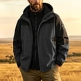 thumbnail image 1 of LYSMORA Men's Color Block Hooded Rain Jacket Full Zip Adjustable Cuff Outdoor Wind Coat for Hiking and Camping, 1 of 8