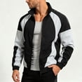 thumbnail image 1 of LYSMORA Men's Color Block Track Jacket Stand Collar Full Zip Outerwear Side Pocket Athletic Windbreaker Coat, 1 of 5