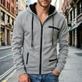 thumbnail image 1 of LYSMORA Men's Contrast Lined Full Zip Hoodie Jacket, Multi Zipper Pocket Raglan Long Sleeve Casual Athletic Zip Up Sweatshirt, 1 of 6