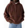 thumbnail image 1 of LYSMORA Men's Corduroy Pullover Hoodie, Vertical Ribbed Oversized Long Sleeve Casual Sweatshirt With Front Kangaroo Pocket, 1 of 6