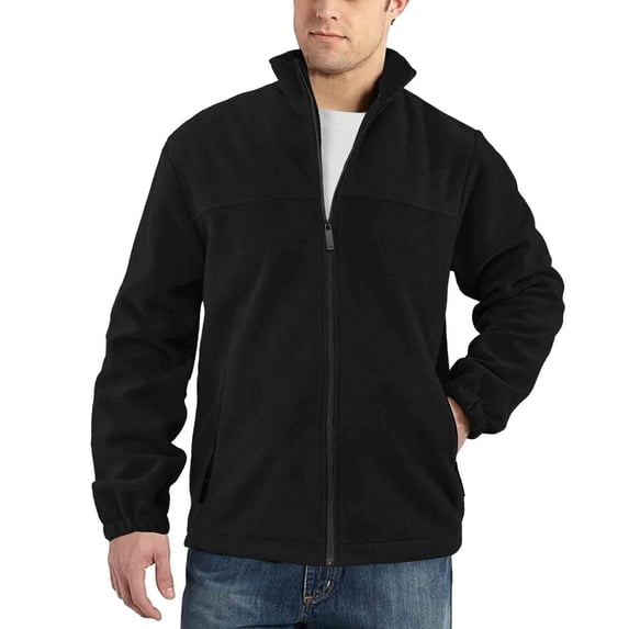 LYSMORA Men's Fleece Full Zip Jacket Stand Collar Outerwear Zipper Side Pocket Casual Hiking Coat