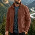 thumbnail image 1 of LYSMORA Men's Full Zip Fleece Jacket Stand Collar Outdoor Outerwear Multi Zip Pocket Hiking Travel Coat, 1 of 8