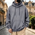 thumbnail image 1 of LYSMORA Men's Half Zip Pullover Hoodie, Rivet Decor Front Pocket Long Sleeve Loose Casual Athletic Solid Sweatshirt, 1 of 7