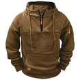 thumbnail image 1 of LYSMORA Men's Half Zip Pullover Hoodie, Zipper Arm Pocket Small Leather Tab Long Sleeve Outdoor Athletic Sweatshirt With Front Kangaroo Pocket, 1 of 7