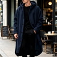 thumbnail image 1 of LYSMORA Men's Hooded Long Wool Blend Coat Button Front Oversized Mid Calf Outerwear Winter Casual Overcoat, 1 of 8