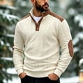 thumbnail image 1 of LYSMORA Men's Knit Stand Collar Button Pullover Sweater, Contrast Splice Elbow Patch Long Sleeve Casual Tops, 1 of 8