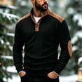 thumbnail image 1 of LYSMORA Men's Knit Stand Collar Button Pullover Sweater, Contrast Splice Elbow Patch Long Sleeve Casual Tops, 1 of 6