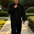 thumbnail image 1 of LYSMORA Men's Quarter Zip Pullover Sweatshirt, Stand Collar Long Sleeve Loose Street Casual Athletic Tops, 1 of 8