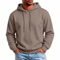 thumbnail image 1 of LYSMORA Men's Solid Plain Pullover Hoodie, Long Sleeve Loose Fit Casual Athletic Sweatshirt With Front Kangaroo Pocket, 1 of 8