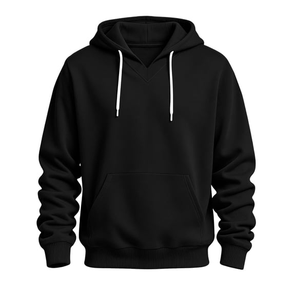 LYSMORA Men's V Neck Pullover Hoodie, Contrast Drawstring Long Sleeve Casual Athletic Solid Sweatshirt With Front Kangaroo Pocket