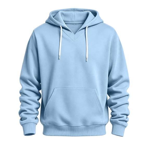 LYSMORA Men's V Neck Pullover Hoodie, Contrast Drawstring Long Sleeve Casual Athletic Solid Sweatshirt With Front Kangaroo Pocket