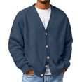 thumbnail image 1 of LYSMORA Men's Waffle Knit Cardigan V Neck Button Front Long Sleeve Knitted Sweater, 1 of 6