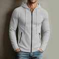 thumbnail image 1 of LYSMORA Men's Waffle Knit Full Zip Hooded Jacket Long Sleeve Drawstring Sweatshirt with Zipper Side Pockets, 1 of 8