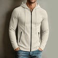 thumbnail image 1 of LYSMORA Men's Waffle Knit Full Zip Hooded Jacket Long Sleeve Drawstring Sweatshirt with Zipper Side Pockets, 1 of 8
