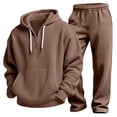 thumbnail image 1 of LYSMORA Men's Waffle Knit Quarter Zip Hoodie Tracksuit Set, 2 Piece Long Sleeve Pullover Sweatshirt & Elastic Waist Jogger Pants Loungewear Outfit, 1 of 8