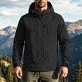 thumbnail image 1 of LYSMORA Mens Adjustable Hood Softshell Jacket Multi Zip Pockets Wind Resistant Outdoor Hiking Climbing Coat With Cuff Tabs, 1 of 8