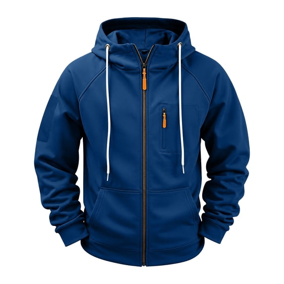 LYSMORA Mens Full Zip Hooded Sweatshirt Jacket Raglan Long Sleeve Casual Zip Up Hoodie With Zipper Chest Pocket Front Pouch Pockets