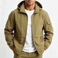 thumbnail image 1 of LYSMORA Mens Hooded Softshell Jacket Cargo Sleeve Pocket Zipper Side Pockets Elastic Cuff Windproof Daily Outdoor Coat, 1 of 8