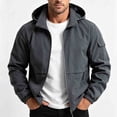 thumbnail image 1 of LYSMORA Mens Hooded Softshell Jacket Cargo Sleeve Pocket Zipper Side Pockets Elastic Cuff Windproof Daily Outdoor Coat, 1 of 7