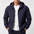 thumbnail image 1 of LYSMORA Mens Hooded Softshell Jacket Cargo Sleeve Pocket Zipper Side Pockets Elastic Cuff Windproof Daily Outdoor Coat, 1 of 7
