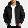 thumbnail image 1 of LYSMORA Mens Hooded Softshell Jacket Cargo Sleeve Pocket Zipper Side Pockets Elastic Cuff Windproof Daily Outdoor Coat, 1 of 7