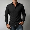 thumbnail image 1 of LYSMORA Mens Lapel Long Sleeve Textured Knit Button Down Shirt Solid Casual Business Collared Top, 1 of 6