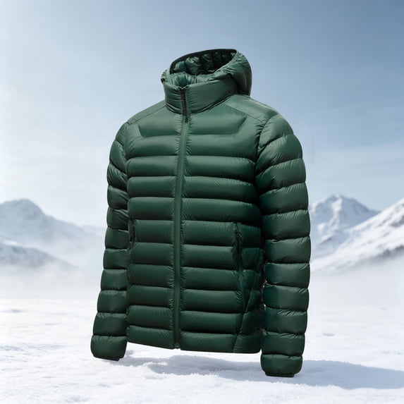 LYSMORA Mens Lightweight Hooded Puffer Jacket Full Zip Warm Insulated Winter Travel Coat Zipper Side Pockets