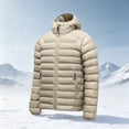 thumbnail image 1 of LYSMORA Mens Lightweight Hooded Puffer Jacket Full Zip Warm Insulated Winter Travel Coat Zipper Side Pockets, 1 of 8