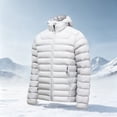 thumbnail image 1 of LYSMORA Mens Lightweight Hooded Puffer Jacket Full Zip Warm Insulated Winter Travel Coat Zipper Side Pockets, 1 of 8
