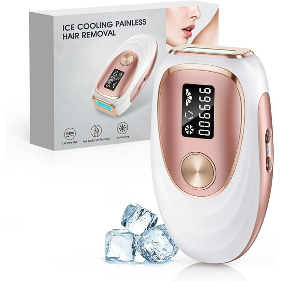 LYSMOSKI Laser Hair Removal for Women and Men, Ice-Cooling IPL Hair Removal Device for Armpits Legs Arms Face Bikini Line, Nearly Painless, Effective & Long-Lasting Hair Removal from Home, Rose LS7