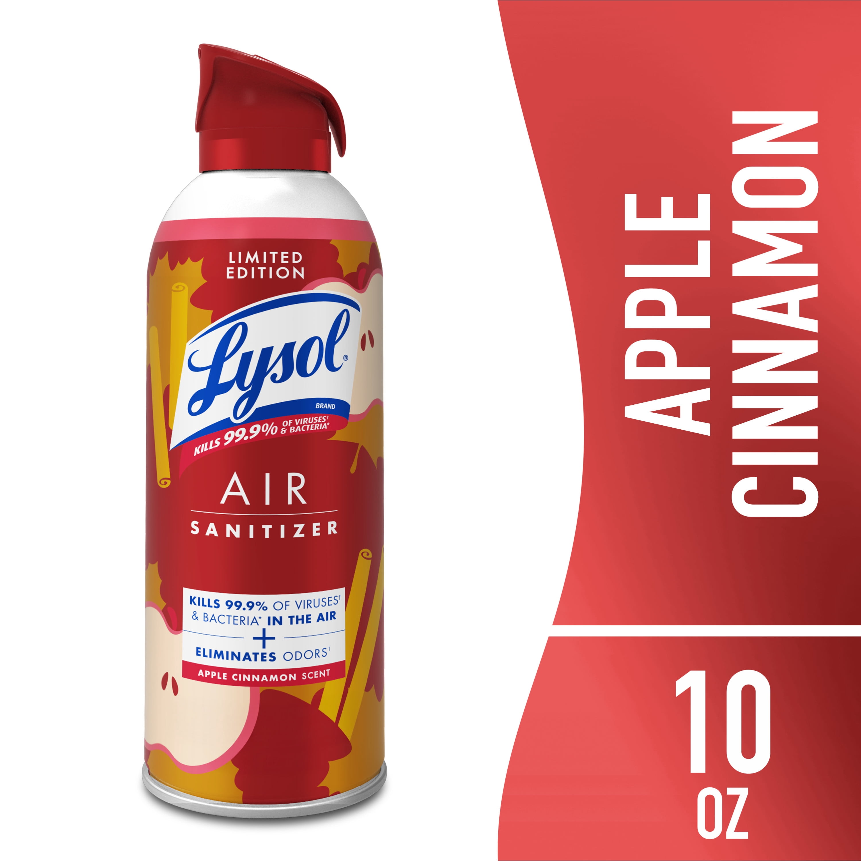 Lysol Air Sanitizer Spray, Bacterial Odor Elimination, Apple Cinnamon Scent, 10 oz