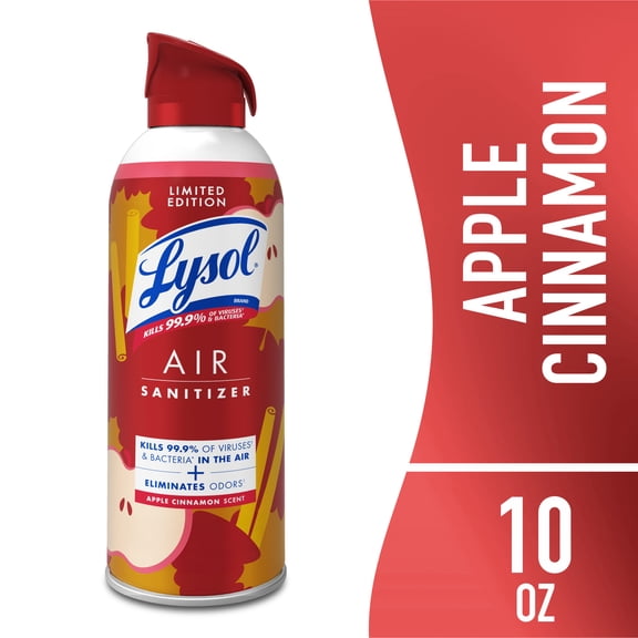 Lysol Air Sanitizer Spray, Bacterial Odor Elimination, Apple Cinnamon Scent, 10 oz