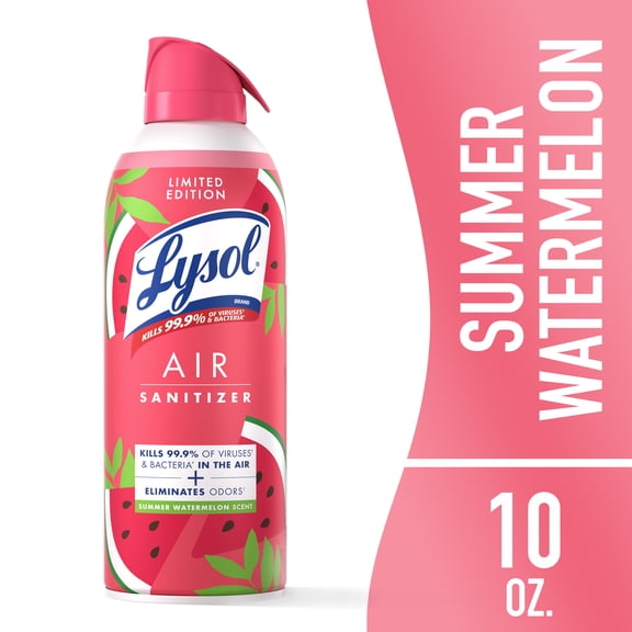 Lysol Air Sanitizer Spray for Air Sanitization and Bacterial Odor Elimination, Air Freshener Alternative, Summer Watermelon Scent, 10 oz