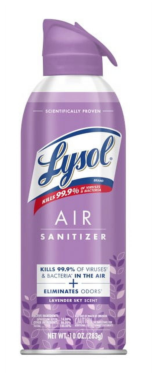 Lysol Air Sanitizer Spray for Air Sanitization and Bacterial Odor Elimination, Air Freshener Alternative, Lavender Sky Scent, 10 oz