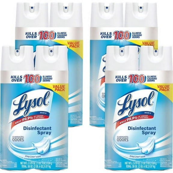 LYSOL Brand Disinfectant Spray, Crisp Linen, 19 oz Aerosol Spray, 2/Pack, 4 Packs/Carton, Each