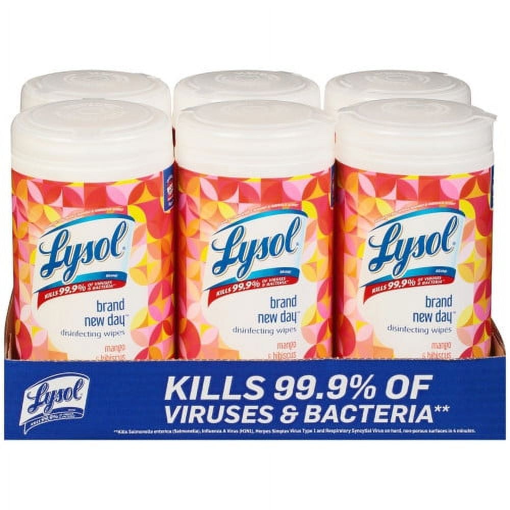 LYSOL Brand Disinfecting Wipes, 1Ply, 7 x 7.25, Mango and Hibiscus