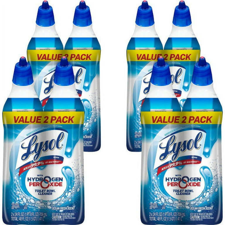 Toilet Bowl Cleaner with Hydrogen Peroxide, Ocean Fresh, 24 oz Angle Neck Bottle, 2/Pack, 4 Packs/Carton