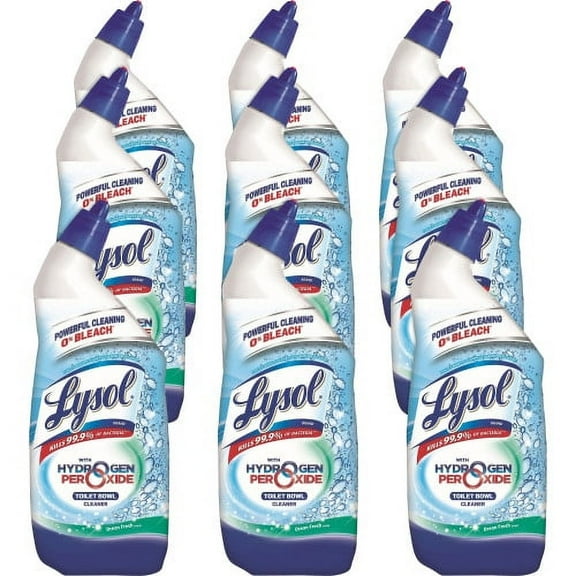 LYSOL Brand Toilet Bowl Cleaner with Hydrogen Peroxide, Ocean Fresh Scent, 24 oz, 9/Carton