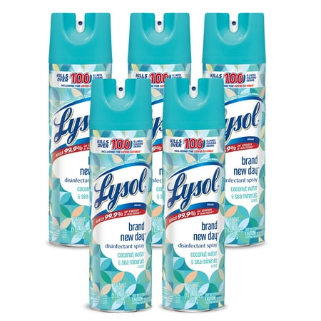 LYSOL Disinfectant Spray - Brand New Day Coconut Water & Sea Minerals, 19 Oz (Pack of 5)