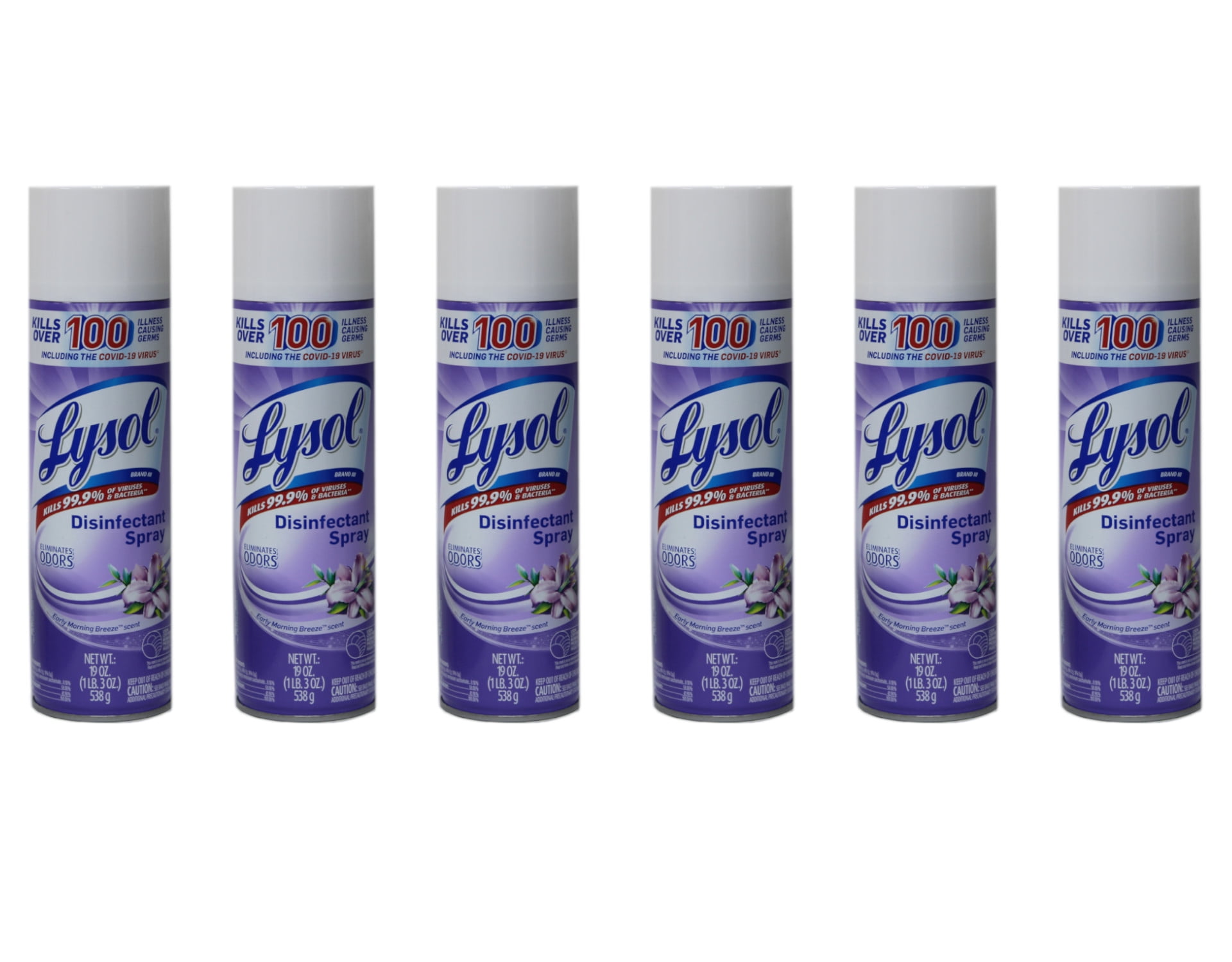 LYSOL Disinfectant Spray, Early Morning Breeze 19 oz (Pack of 6