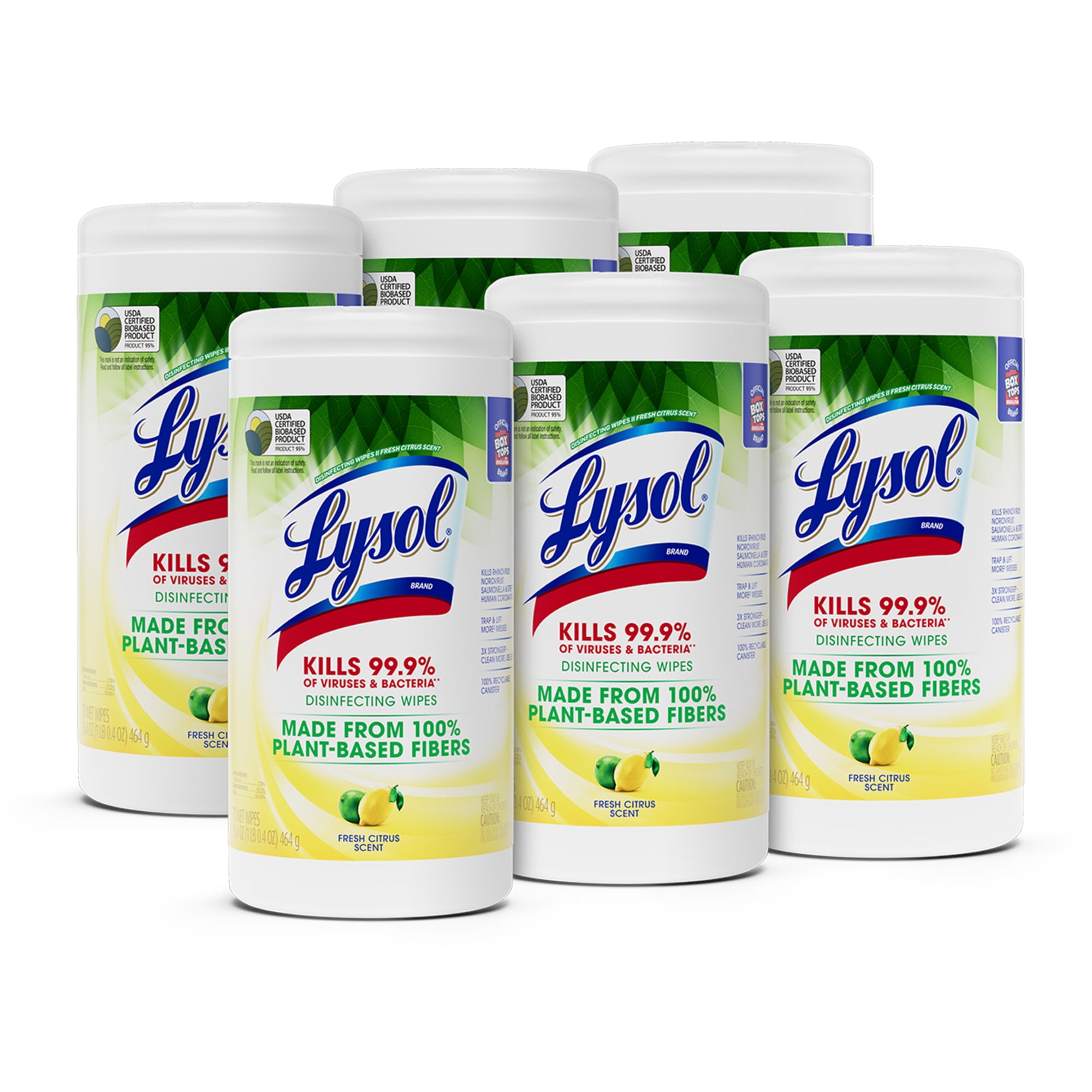 LYSOL® Disinfecting Wipes with Citric Acid - Fresh Citrus 70 ct., Pack of 6