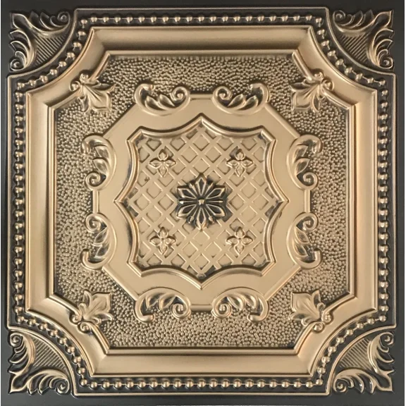 LYSSA -# 258 Antique Gold 2' X 2' Pvc Decorative Ceiling Tile Panel Grid / Glue-Up