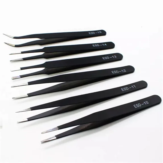 LYSSA -6-Piece Precision Anti-Static Esd Stainless Steel Tweezers Electronics Tool Kit
