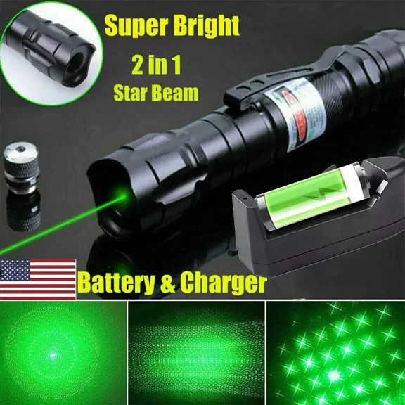 LYSSA -6000Miles Green Laser Pointer Star Visible Beam Light Rechargeable Lazer Pen