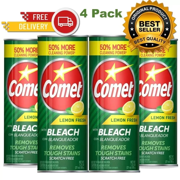 LYSSA -Comet Cleaner With Bleach All-Purpose Removes Stains 4 Pack Free Shipping
