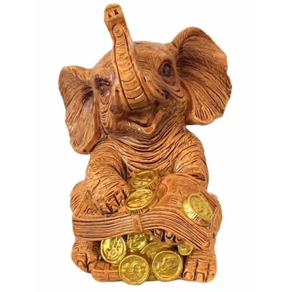LYSSA -Feng Shui Wealth Lucky Trunk Up Elephant Statues Figurine Home Decor Gift-A