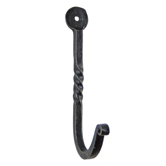 LYSSA -Forged Wrought Iron Twisted Wall Hook Key Towel Coat Hanger Antique Look 4.5 In