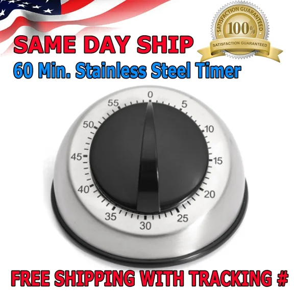 LYSSA -Long Ring Bell Alarm Loud 60-Minute Kitchen Cooking Wind Up Timer Mechanical Us