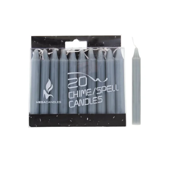LYSSA -Mega Candles - Unscented 4 Chime / Spell Taper Candles - Gray, Set Of 20